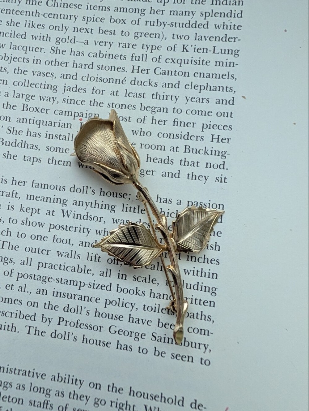 Goldtone Rose Brooch Pin - Elegant Floral Jewelry